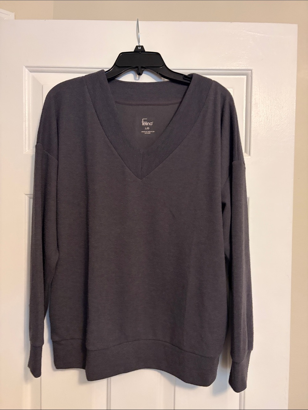Felina Women's V-Neck Sweater in Charcoal